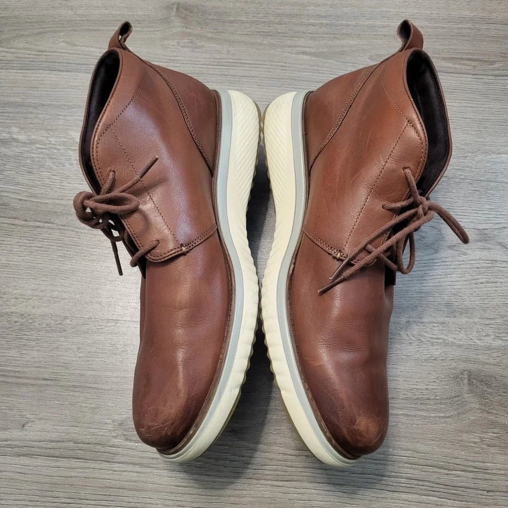 Cole Haan Grand 360 Brown Leather Chukka Boots Mens Lace Up Ankle Shoes 11.5